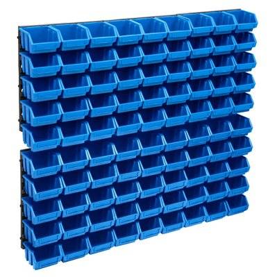 vidaXL Kit de bacs de stockage et panneaux muraux 96 pcs Bleu et noir - 150816 - 8720286359594