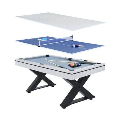 Table multi-jeux en bois blanc ping-pong et billard TEXAS - 230137 - 3760285051575