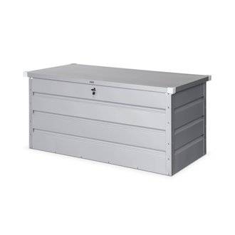 Coffre de jardin en métal - DETROIT- 385L gris aluminium
