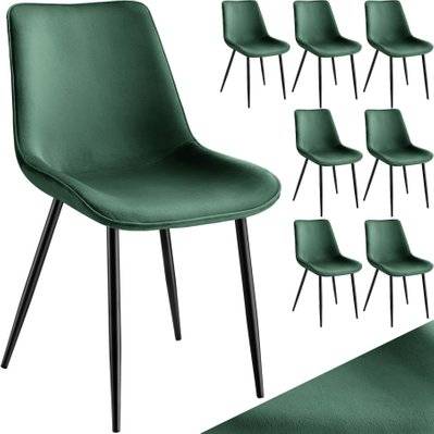 Tectake  Lot de 8 chaises de salle à manger Monroe aspect velours - vert foncé - 404932 - 4061173246684