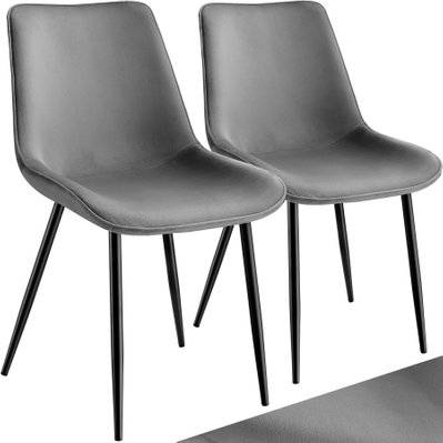 Tectake  Lot de 2 chaises de salle à manger Monroe aspect velours - gris - 404922 - 4061173246493
