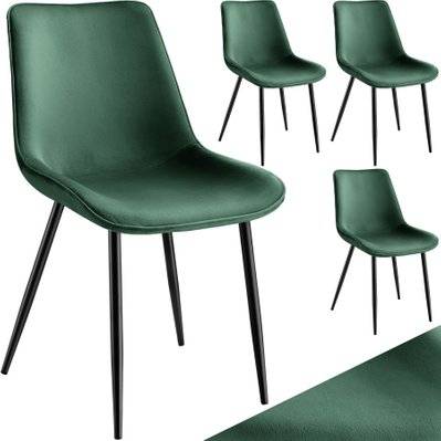 Tectake  Lot de 4 chaises de salle à manger Monroe aspect velours - vert foncé - 404930 - 4061173246660
