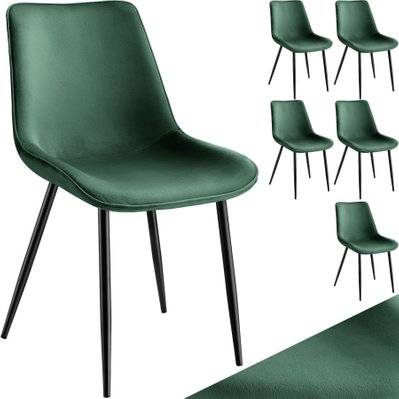 Tectake  Lot de 6 chaises de salle à manger Monroe aspect velours - vert foncé - 404931 - 4061173246677