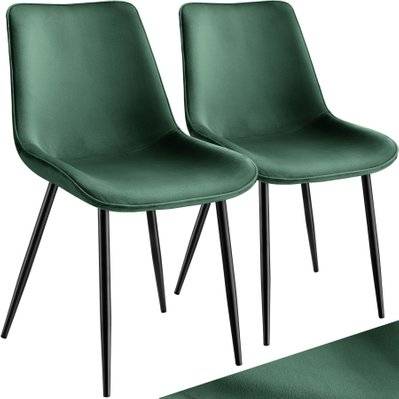 Tectake  Lot de 2 chaises de salle à manger Monroe aspect velours - vert foncé - 404921 - 4061173246486