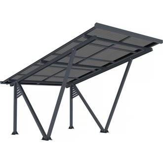 Carport solaire avec panneaux solaire intégrés - 366 x 556 x 366 cm - Gris - 4,1 kW