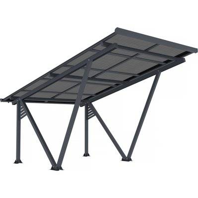 Carport solaire avec panneaux photovoltaïques - 366 x 575 x 366 cm - Gris - 4,1 kW - 134683 - 3701577620376