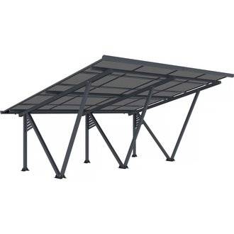 Carport double solaire avec panneaux solaire intégrés - 715 x  556 x 366 cm - Gris - 8,2 kW