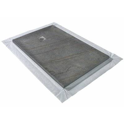 Receveur de douche gris 160 x 90 cm en pierre naturelle - grille carrée - RC16090STONE-904 - 3700797505364