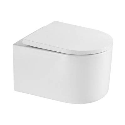 Pack WC Bati-support Geberit Duofix + WC sans bride SAT Delano + Abattant softclose + Plaque Blanche - 8592127182032 - 8592127182032