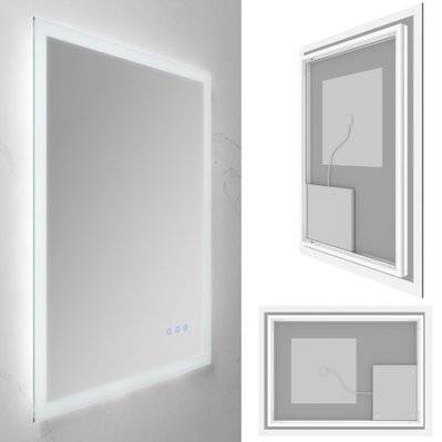 FRAME Miroir lumineux salle de bain LED 3 couleurs + intensité réglable & fonction anti-buée 50 x 70 cm - 291#IZI#4964 - 3701041651066