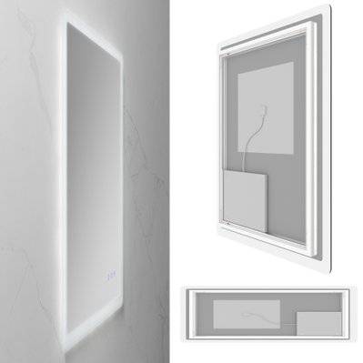 MELLOW Miroir lumineux salle de bain LED 3 couleurs + intensité réglable & fonction anti-buée 70 x 140 cm - 292#IZI#4974 - 3701041651165