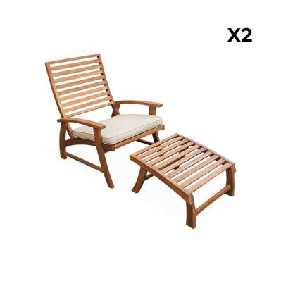 Lot de 2 chaises relaxantes. Puebla. 2 chaises. 2 reposes pieds. 75x59x71cm - 3760350656780 - 3760350656780