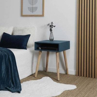 Table de chevet en bois niche colorée bleu - 60137 - 3664944521525