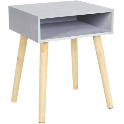 Table de chevet en bois niche colorée gris - 60138 - 3664944521532