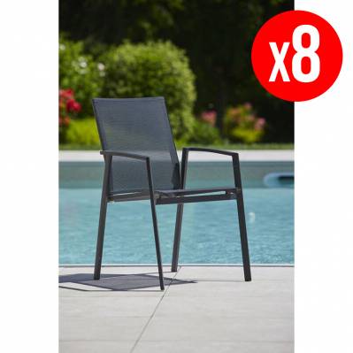 Pack de 8 fauteuils Minéa - empilables - gris anthracite - 2070x8 - 3700156620707