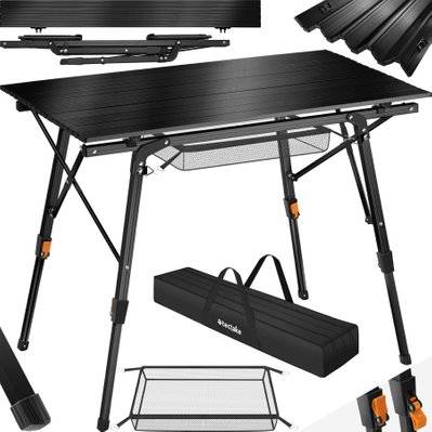 Tectake  Table de camping Tina en aluminium, pliable et réglable en hauteur - noir - 404983 - 4061173255662