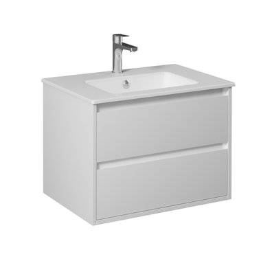 PRO Meuble avec simple vasque 2 tiroirs Blanc laqué largeur 70 cm - 294#IZI#4980 - 3701041651325