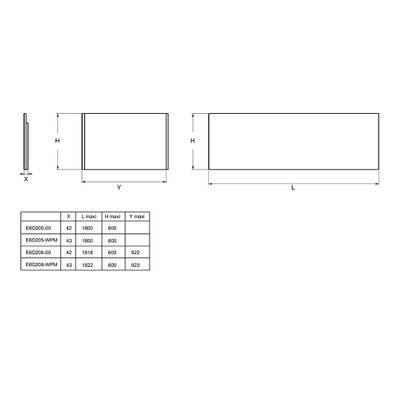 JACOB DELAFON Tablier frontal blanc pour baignoire rectangulaire 180 x 60 cm installation niche - E6D205-00 - 3440894353641