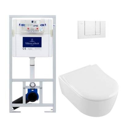 Villeroy & Boch Pack WC Bâti-support Cuvette Arceau Slim  + Abattant softclose + Plaque blanche (ViConnectArceauSlim2) - 8592127186306 - 8592127186306