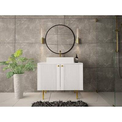 Meuble de salle de bain "Abires" - 90 x 46 x 74 cm - Blanc - 136120 - 3701577623384