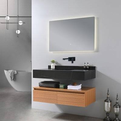Meuble salle de bain double vasque ROSA 100 cm + miroir - ROSA-8480B-1000 - 3760402750152