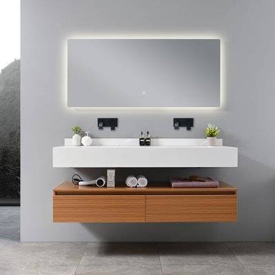 Meuble salle de bain double vasque ROSA 140 cm + miroir - ROSA-8480W-1400 - 3760402750299