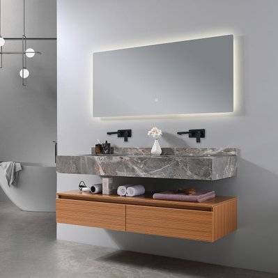 Meuble salle de bain double vasque ROSA 140 cm + miroir - ROSA-8480G-1400 - 3760402750350