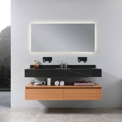 Meuble salle de bain double vasque ROSA 140 cm + miroir - ROSA-8480B-1400 - 3760402750312