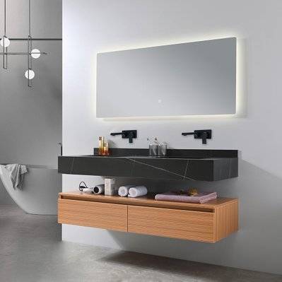Meuble salle de bain double vasque ROSA 140 cm + miroir - ROSA-8480B-1400 - 3760402750312