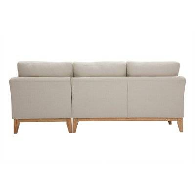 Canapé d'angle droit déhoussable 4 places en tissu beige et bois clair OSLO - L192xP130xA80 - 55422 - 3662275140491