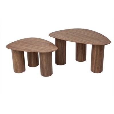 Tables basses gigognes design en bois foncé (lot de 2) FOLEEN - - 55662 - 3662275141337