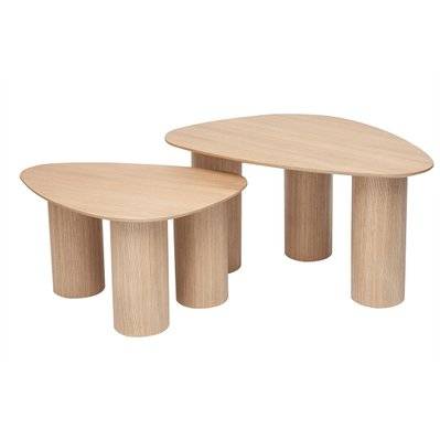 Tables basses gigognes design en bois clair (lot de 2) FOLEEN - - 55660 - 3662275141313