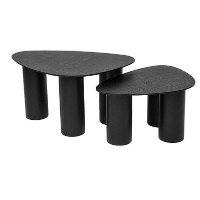 Tables basses gigognes design en bois noir (lot de 2) FOLEEN - - 55661 - 3662275141320