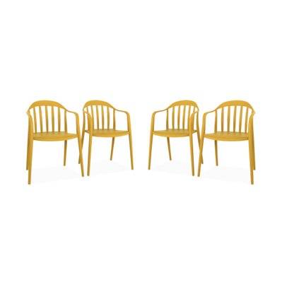 Lot de 4 fauteuils de jardin plastique moutarde. empilables - 3760388446438 - 3760388446438