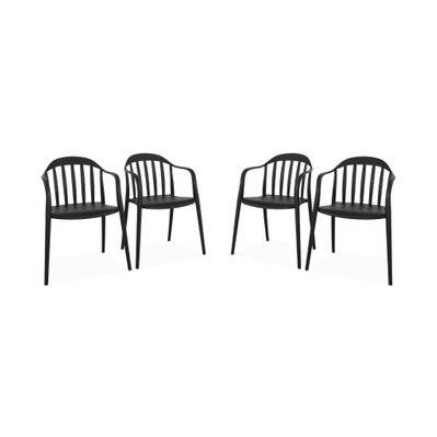 Lot de 4 fauteuils de jardin plastique noir. empilables - 3760388445981 - 3760388445981