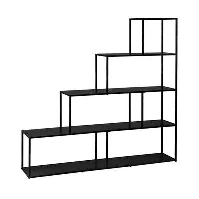 Etagère bibliothèque escalier en métal noir 4 niveaux INDUSTRIELLE  L 160 x P 30 x H 157cm - 3760388445202 - 3760388445202