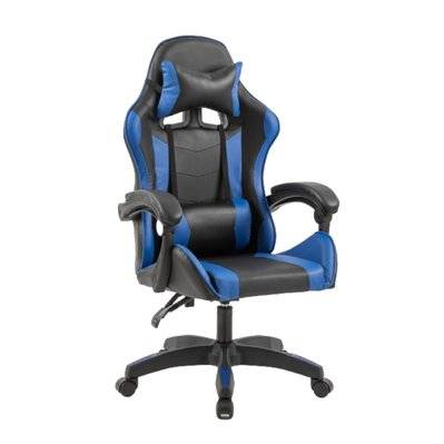 Chaise de gaming massante noire et bleue EZIO - 230912 - 3760285052480