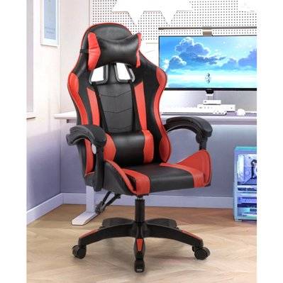 Chaise de gaming massante noire et rouge EZIO - 230911 - 3760285052473