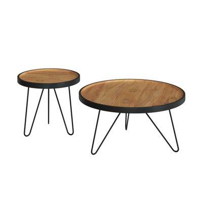 Tables basses gigognes Bao en bois de teck et métal (lot de 2) - 11337 - 3701324557313