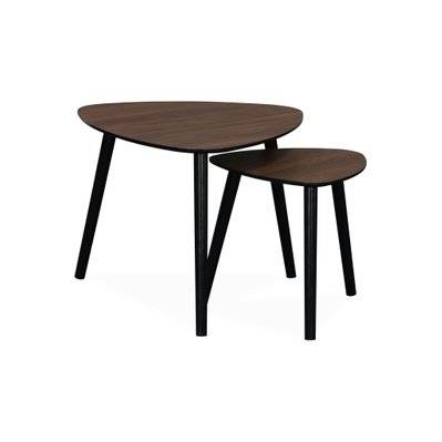 Lot de 2 tables gigognes style scandinave en MDF décor bois coloris noyer - 3760388447497 - 3760388447497