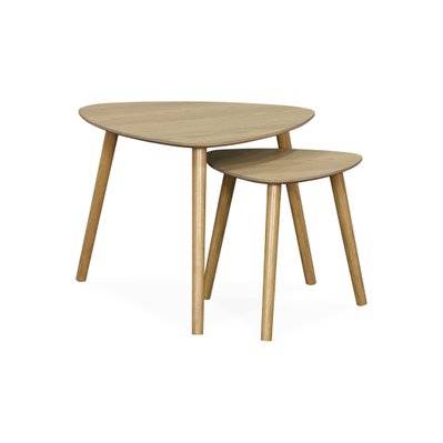 Lot de 2 tables gigognes style scandinave en MDF décor bois coloris naturel - 3760388447503 - 3760388447503
