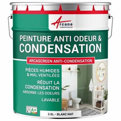 Peinture anti-condensation, anti odeur pour pièces humides : ARCASCREEN ANTI CONDENSATION-2.5 L Blanc - 1212_32908 - 3700043495050