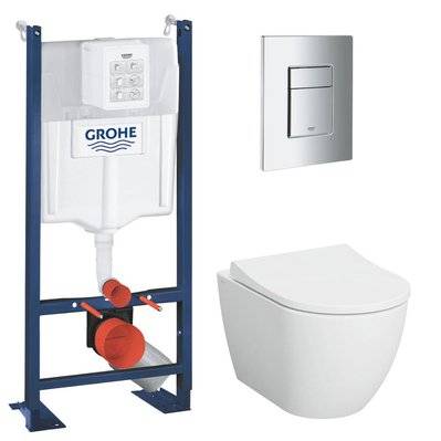 Grohe Pack bâti support+WC sans bride + Abattant avec frein de chute+Plaque de commande (ProjectS60-1) - 8592127190846 - 8592127190846