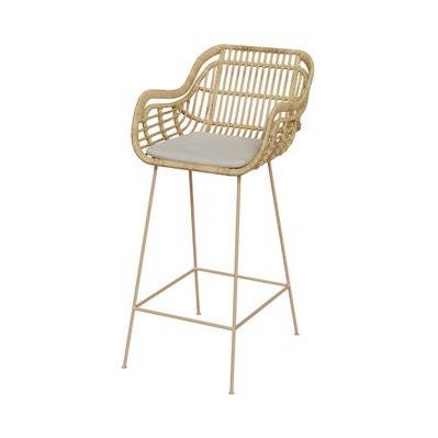 Chaise de bar en rotin Chiloe et pieds en métal beige 71 cm - 11501 - 3701324557993