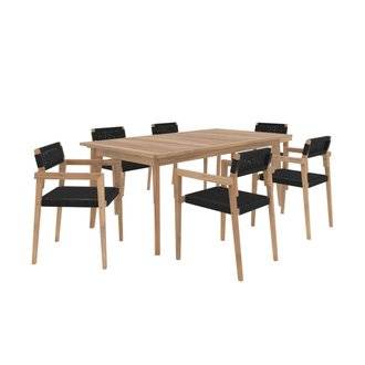 Ensemble table et chaises de jardin Tunga 6 personnes en bois de teck
