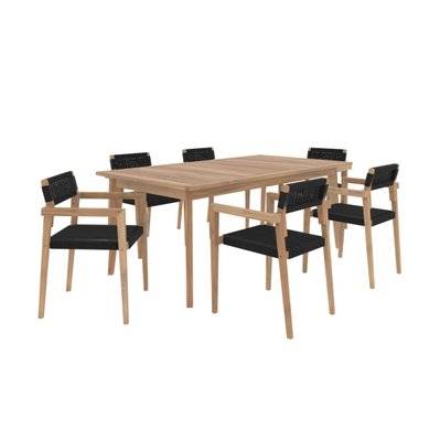 Ensemble table et chaises de jardin Tunga 6 personnes en bois de teck - 11053 - 3701324555470