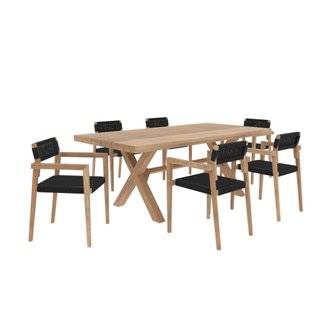 Ensemble table et chaises de jardin Suri 6 personnes en bois de teck