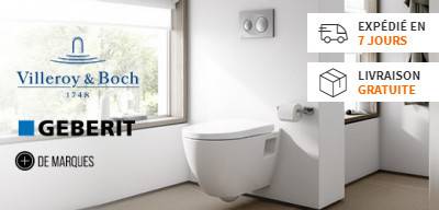Geberit Pack WC Bati Duofix + WC suspendu Vitra Normus + Abattant softclose  + Douchette bidet + Plaque blanche - Brico Privé