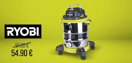ASPIRATEUR EAU ET POUSSIERE RYOBI 1250W - 20L